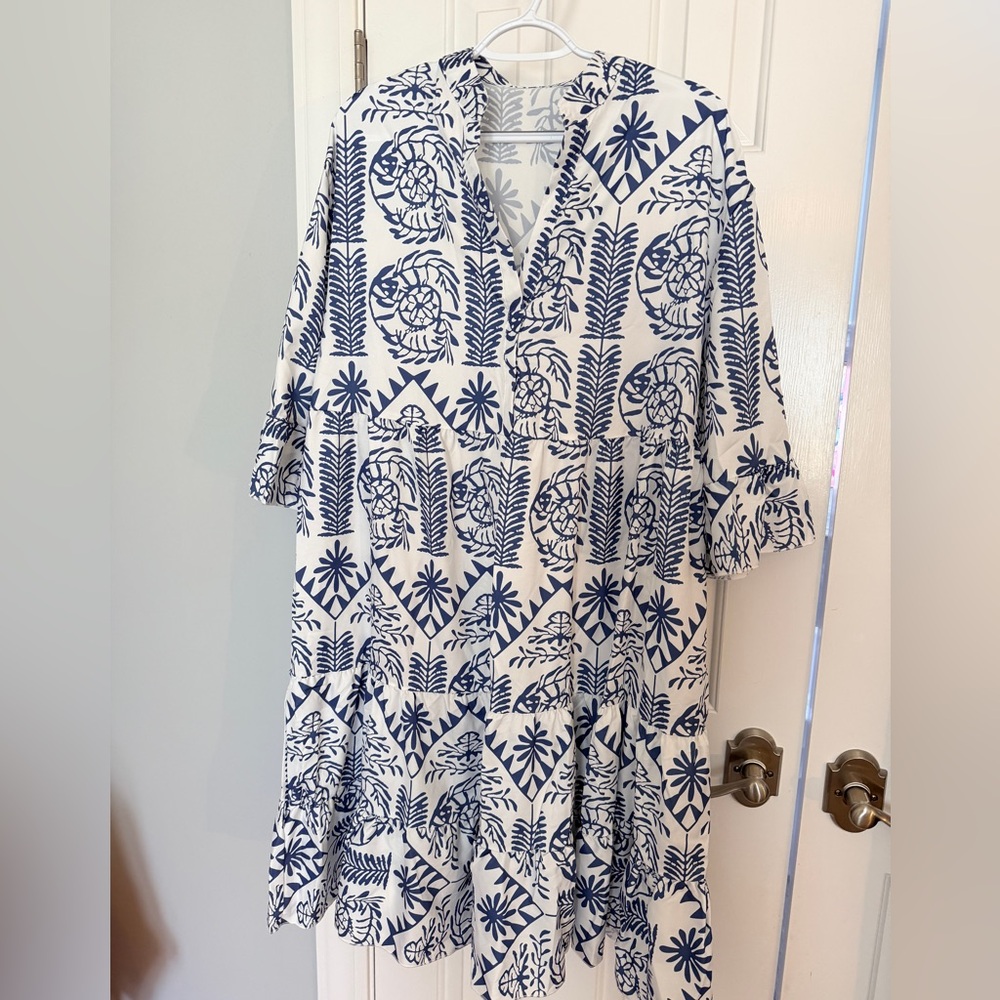 Women's Summer Casual Short Sleeve Swing Dress 1X